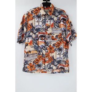 Straight Down mens L Short sleeve hawaiian shirt tropic palm tree paradise